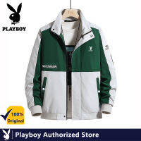 PLAYBOY Autumn Korean Men S Jacket Color-Blocking Collage Outer Wear Regular Long-Sleeve Youth Popular Stand Collar
