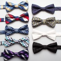 high quality Striped plaid yarn-dyed polyester bow tie Mens casual fashion shirt accessories bow tie Boys Clothing