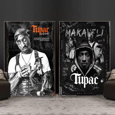 โมเดิร์น Hip Hop Rapper Star Tupac Shakur ภาพโปสเตอร์ Vintage ภาพวาดผ้าใบ2PAC West Coast Legend Wall Art Home Room Decor ใหม่