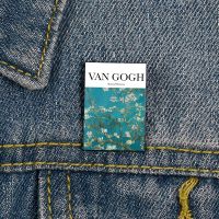 hot【DT】 Fashion Van Gogh Printed vintage Brooches Shirt Lapel teacher Badge Cartoon pins for