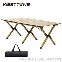 hyfvbu◊❣❂  Westtune Camping Table Aluminum Alloy Outdoor Roll-Up with Storage Tourist Folding for BBQ