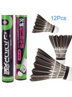 12Pcs ลูกขนไก่แบดมินตัน Black Goose Board Feather Flying Stability ทนทานแบดมินตัน Led Airshuttle Feathers สำหรับ Fly