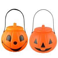 [Free ship] pumpkin jar ghost festival decoration bucket 18cm with lid triangular eyes jack-o-lantern