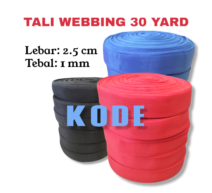 Kode - Tali Webbing 1 Rol Tali Webbing Panjang 30 Yard Lebar 2.5 Cm 