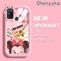 Chenyyka เคสสำหรับ Realme 7i C17การ์ตูนหนูเสือน้อยมอนสเตอร์ตัวน้อยมีโบว์แบบนิ่มกันกระแทกทนต่อการขีดข่วนเคสโทรศัพท์โปร่งใสฝาครอบป้องกันเลนส์กล้องถ่ายรูป TPU ซิลิกาเจล