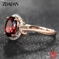 ZDADAN 925 Sterling Silver Big Oval Ruby Zircon Ring For Women Temperament Jewelry Accessories Gift2023