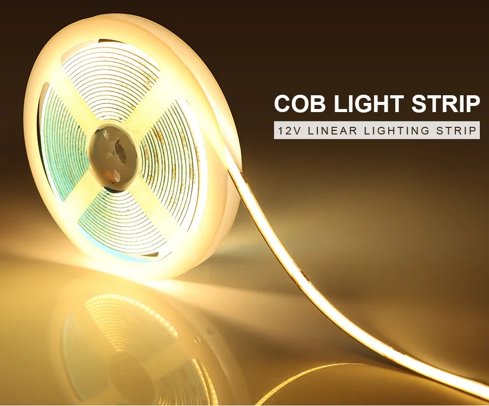 Super Thin 8mm COB LED Strip 320LEDs/M High Density Flexible DC12V ...