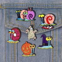 【YF】 Cartoon Snail Enamel Pins Pumpkin Donut Brooch Anime Badges Lapel Jewelry for Kids