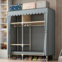 [COD] wardrobe wholesale simple home bedroom modern steel pipe thickened storage double hanging