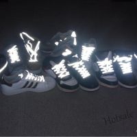 【hot sale】☢ D18 1 Pair 120cm Flat Reflective Runner Shoe Laces Safety Luminous Glowing Shoelaces Unisex for Sport Basketball Canvas Shoes