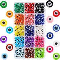 8mm Resin Flat Evil Charms Beads Colorful Turkish Spacer for Jewelry Earring Necklace Crafts Making