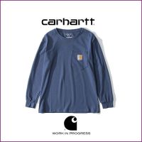 Carharttโทโทเวอร์ Wip เสื้อยืดแขนยาวกระเป๋า K126เสื้อสเวตเตอร์ชายและหญิงรุ่นคู่รักน้ำขึ้นน้ำลงเสื้อยาวปิดถึงก้น