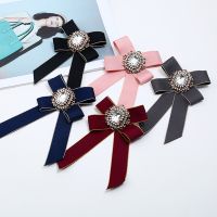 Red Blue Black Velvet Vintage Fabric Big Bow Brooches For Women Neck Tie Wedding Party Clothing Accessories