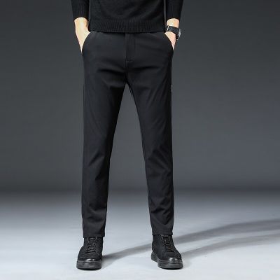 Mingyu กางเกงลำลองผู้ชายสำหรับฤดูร้อนกางเกงขายาวสำหรับผู้ชายเข้ารูปพอดีใส่ทำงานสีดำเอวยืด Grey กางเกงขาสั้น28-38