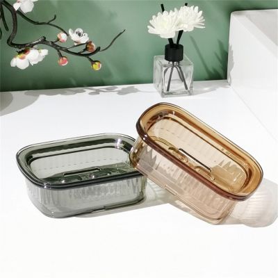 Double-layer Soap Box Light Luxury Durable Large Capacity Convenient Fall-proof Large Soap Box Soap Storage Box Pet Material Soap Dishes