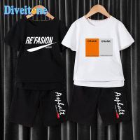 Boys short-sleeved suit summer 2022 new big boy cotton boy pants shorts trendy Korean version suit two-piece