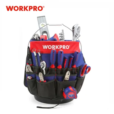 WORKPRO 5 Gallon Bucket Tool Organizer Bucket Boss Tool Bag with 51 Pockets Fits to 3.5-5 Gallon Bucket (Tools Excluded)