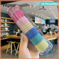 Vegoo ของขวัญคริสต์มาส24ชิ้นกล่องไม่ทำร้ายผมกล่องของขวัญสำหรับเด็กยืดหยุ่นที่แขวนผ้าเช็ดตัวเชือกมัดผมเครื่องประดับผมยางรัดห่วงผมยืดหยุ่น