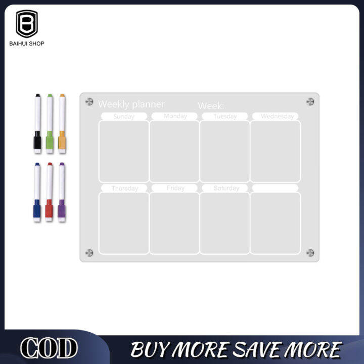 Magnetic Board Calendar For Fridge Clear Acrylic Board Planner With 6 ...