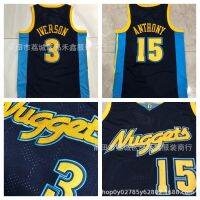 ﺴ✌﹍ Nuggets 3 Iverson Anthony 15 Vintage Black Patch Embroidered Basketball Jersey