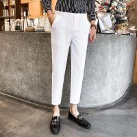 Ready Stock Mens Formal Pants Korean Trousers Business Casual Straight Ankle Pant Office White Khaki Slacks Seluar lelaki