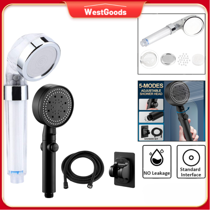 Shower Head Water Saving Adjustable High Pressure Shower Onekey Stop