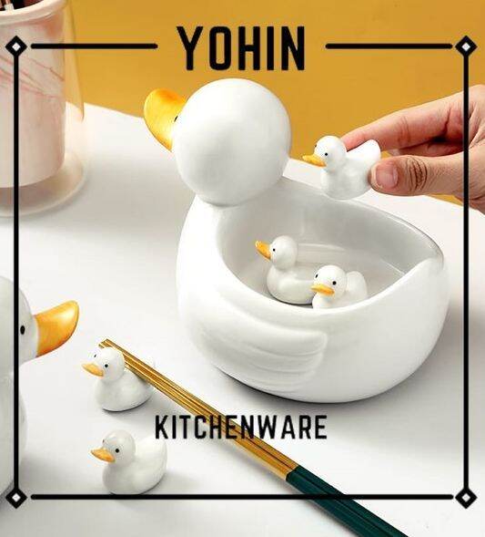 YOHIN Animal Ceramic Bowl / Chopstick Holder / 创意家用餐具动物陶瓷碗/筷子架托 Lazada