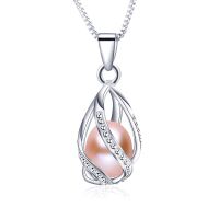 2021100 Natural Freshwater Pearl Cage Pendant For Women Silver 925 Jewelry White Pearl Necklace With 45 Chian