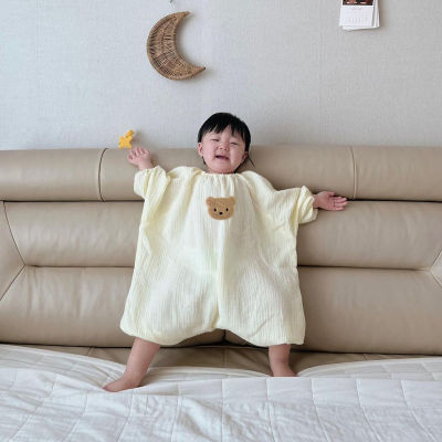 เสื้อผ้าเด็กเกาหลีสองชั้นตาข่ายถุงนอนเด็กผ้าฝ้ายผีเสื้อ Romper เสื้อผ้าเด็กแรกเกิด