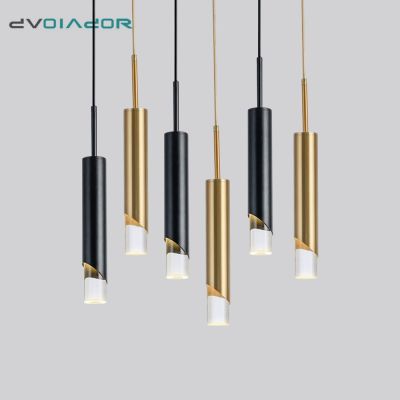 Nordic Pendant Lights New Acrylic Long Tube Led Pendant lamp Black Golden Indoor Ceiling Hanging Lighting 7W For Bedroom Foyer