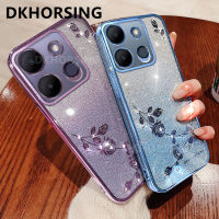 DKHORSING เคสโทรศัพท์กากเพชรสุดหรู NOTE Infinix 30 30VIP 30Pro 30i Smart7 HOT30 30i ไฟฟรี30เล่นกุหลาบนิรันดร์ไล่ระดับสีได้30ปลอกอ่อน Note30 Infinix 4G 5G Electroplated กรอบซิลิโคลนกันกระแทก INFINIX HOT30