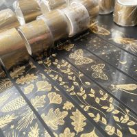 Butterfly feather leaves Decorative Adhesive Tape golden transparent Masking Washi Tape Scrapbooking Sticker Label Stationery Pendants