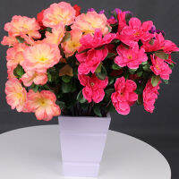 ฤดูใบไม้ร่วงกลางแจ้งประดิษฐ์สีแดง Azalea ดอกไม้พุ่มไม้ที่มีคุณภาพสูง UV ทนดอกไม้ปลอมตกแต่งบ้านตกแต่งขนาดเล็กสำหรับสวน