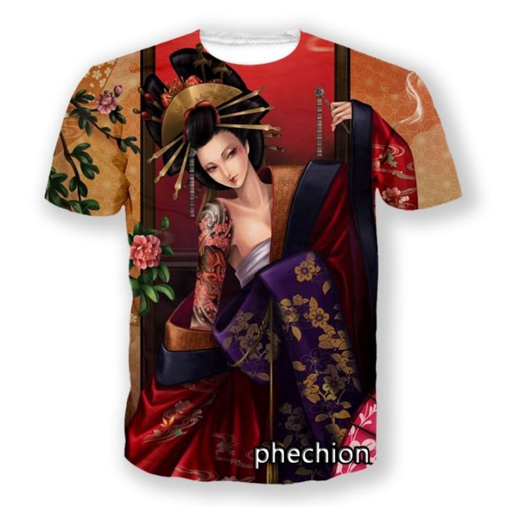 phechion-ใหม่แฟชั่นผู้ชาย-ผู้หญิงญี่ปุ่น-geisha-samurai-3d-พิมพ์แขนสั้นเสื้อยืดสบายๆ-hip-hop-ฤดูร้อน-t-เสื้อ-tops-s25