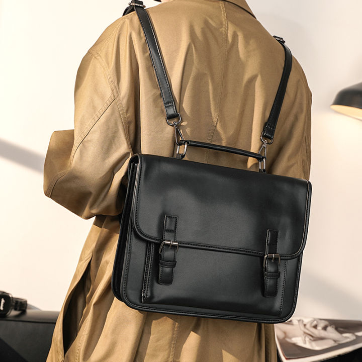 ce-กระเป๋าสะพายผู้ชายหนังกระเป๋าแมสเซนเจอร์เกาหลีอเนกประสงค์-กระเป๋าแล็ปท็อปฝาปิดกระเป๋าสะพายไหล่ผู้ชายลำลองใหม่