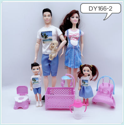 5-person family doll set motherdaddyson babyKellywash basindining chair girl fashion pregnant woman doll child toy gift