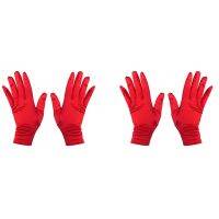 4X Ladies Short Sunscreen Satin Satin Glove Surface Dance Performance Gloves Etiquette Gloves Red