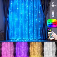 202116 Color Changing Fairy Curtain Lights 3m USB Remote Control String Lights for Bedroom Decor Garland Christmas Holiday Lighting