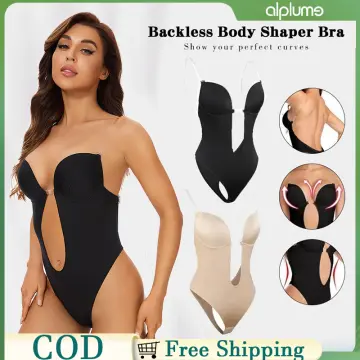 Women Seamless Backless Bodysuit Underwear Sexy Lingerie Invisible Bra  Slimming Body Shaper Plunge Deep Cut Bras Strap Brassiere