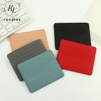 RONGLA สีลูกอมหนัง PU ผู้ชายเหรียญกระเป๋าขนาดเล็กแบบหลายซองใส่บัตรกล่องใส่บัตรเครดิตกระเป๋าใส่บัตรเครดิตกระเป๋าสตางค์บาง Sampul Kartu ทางธุรกิจ