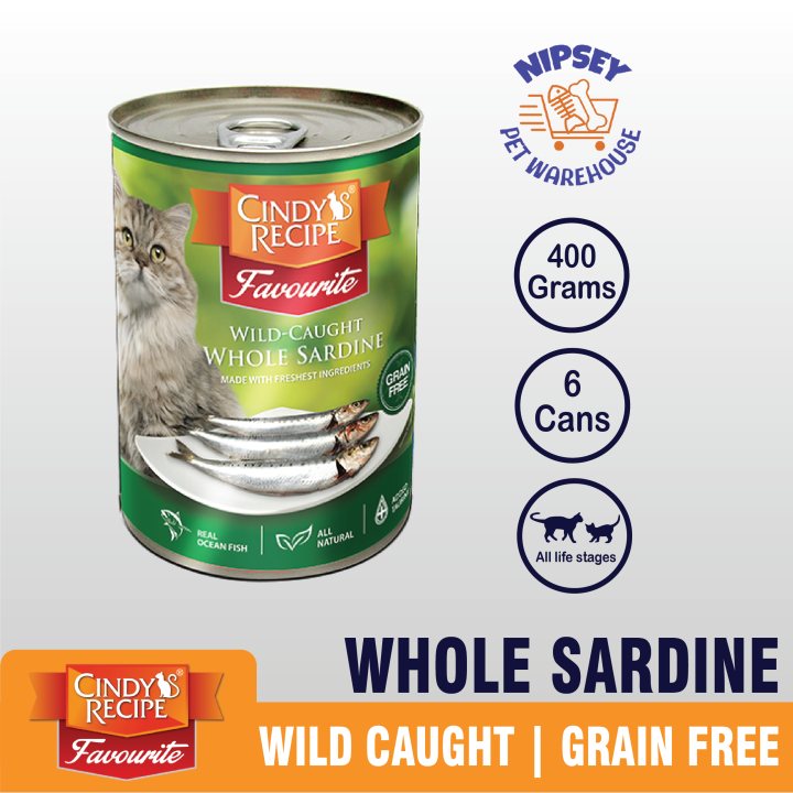 Cindy's Recipe Favorite wild caughtWhole Sardine wet cat food in can