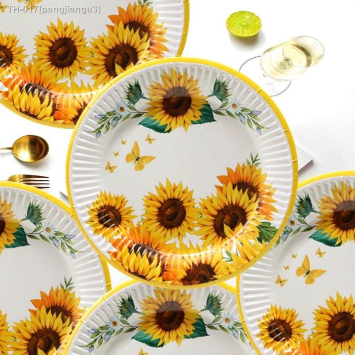 sunflower-thanksgiving-party-dinnerware-birthday-baby-bridal-shower-7-paper-plate-cup-daisy-flower-drinking-straw-tablecloth