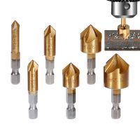 {SAVAGE Hardware Tools} 3/6ชิ้น Countersink สว่านชุด1/4 Hex S Hank ไฮสปีด5ขลุ่ย Countersink 90องศางานไม้ Chamfering ตัด Chamfer 6มิลลิเมตร-19มิลลิเมตร