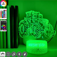 Baby Night Light 3D LED Touch Sensor Nightlight Cool Tractor Desk Lamp Color Change APP Control for Home Decor Bedside Kids Gift