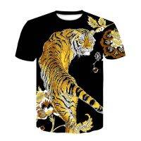 Animal 3D Digital Printing Short-Sleeved Tiger Men S Black T-Shirt Cross-Border Casual Top/*#Cetakan Digital Haiwan 3D Lengan Pendek Harimau Lelaki S Hitam Baju-T Kasual Merentas Sempadan