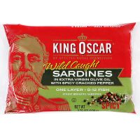 ?Food for you? ( x 1 ) King Oscar Brisling Sardines Extra Virgin Olive Oil Spicy Craked Pepper 106g.