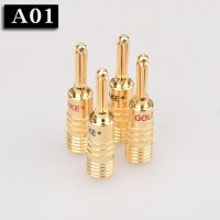 HIFIDIY LIVE 4PCS/Set 4mm Pure Copper Gold Plated Banana Plug Connector For Audio Video Speaker Adapter Terminal Connectors Kit