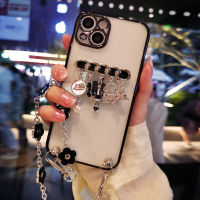 Luxury Cloakroom Pearl Case สำหรับ 13 12 11ข้อมือเชือกสั้นฝาครอบป้องกันสำหรับ 13 12 11 Pro Max ศัพท์มือถือ Case