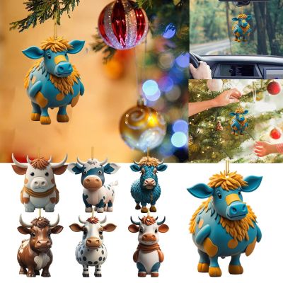 Cartoon Cow Christmas Decoration Supplies Cute Christmas Cow Ornament Cute Cow Car Interior Pendant Cartoon Cow Home Decoration Creative Christmas Tree Decoration