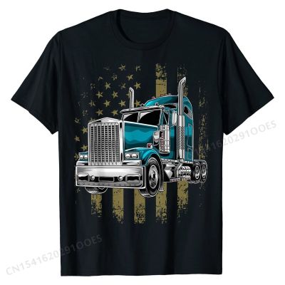 Patriotic Truck Driver American Flag Shirt Trucker Gifts Men Cotton Tops Shirt Summer Dominant Casual Tshirts